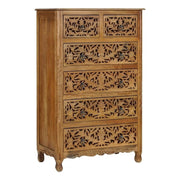 6-Drawer Tall Chest – Solid Mango Wood, Brown