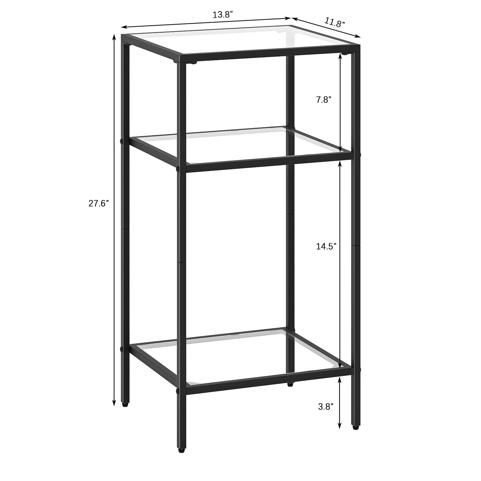 3-Tier Glass Side Table Set of 2