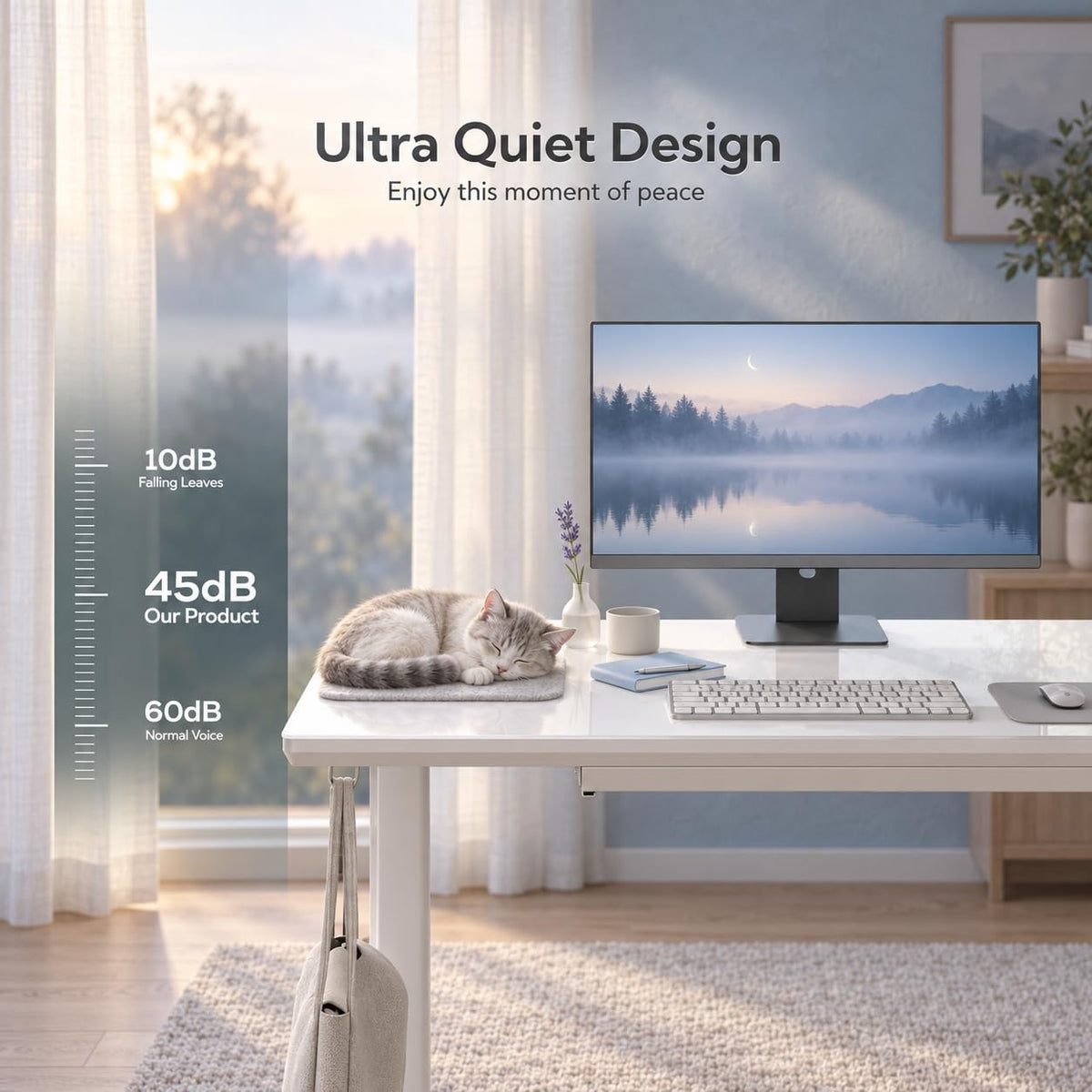 Seang 48" x 24" Glass Standing Desk with Wireless Charging & Drawers