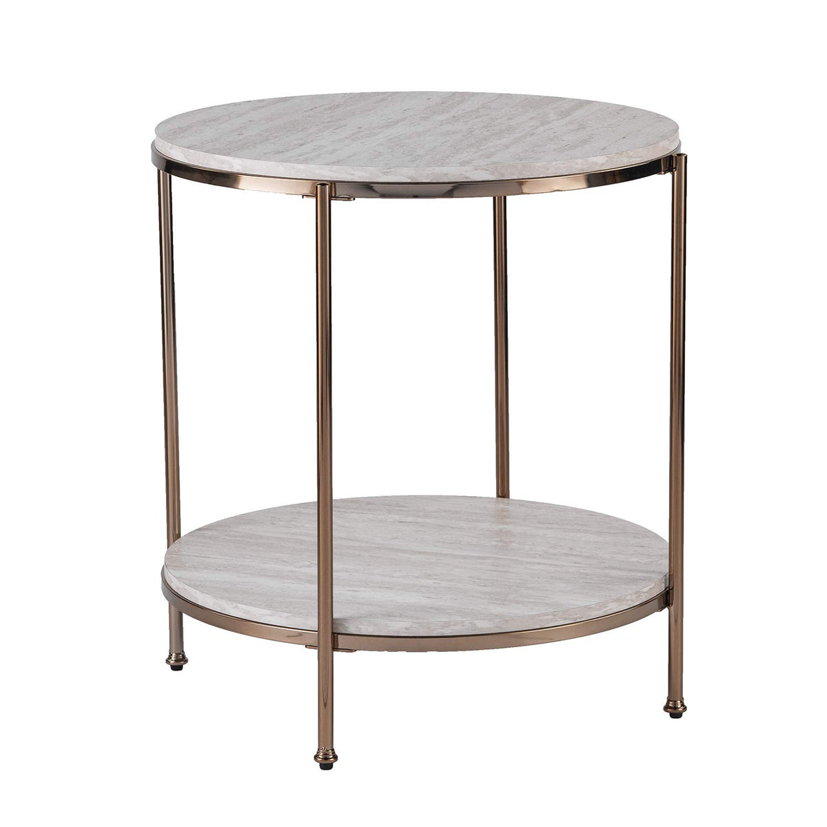 Round Faux Stone End Table