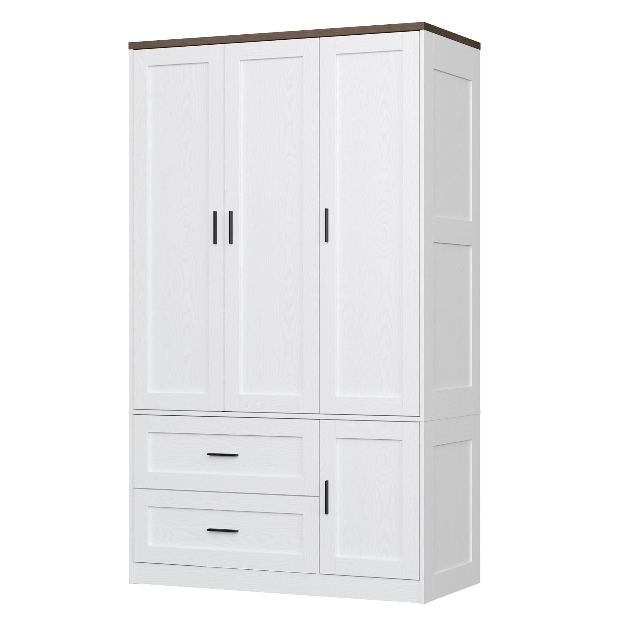 Freestanding Wardrobe Closet with Drawers & Shelves