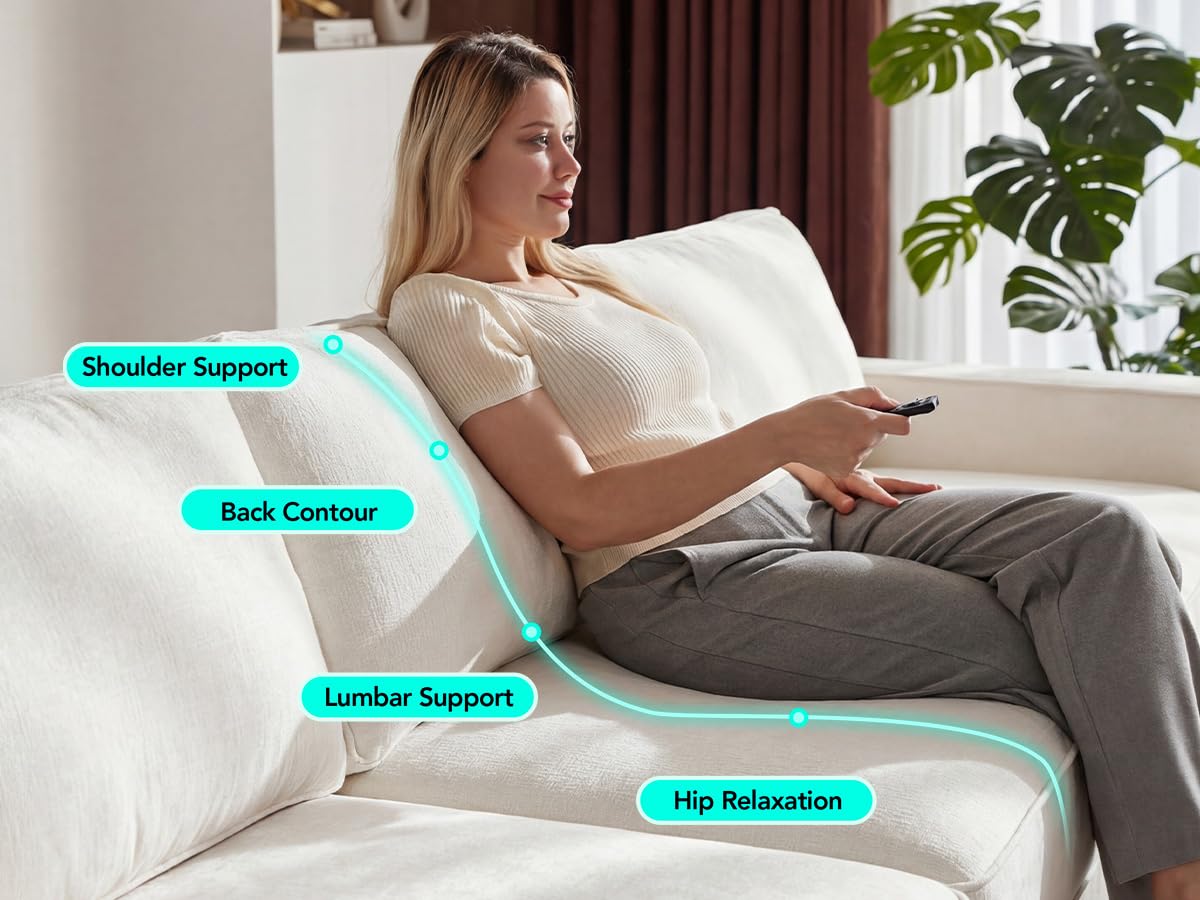 Vipbear 120" Oversized Modular Sectional Sofa, L Shaped Couch Set with 2 Pillows, 4 Seat Comfy Cloud Couches with Movable Ottoman for Living Room, Bedroom and Apartment, Chenille Beige