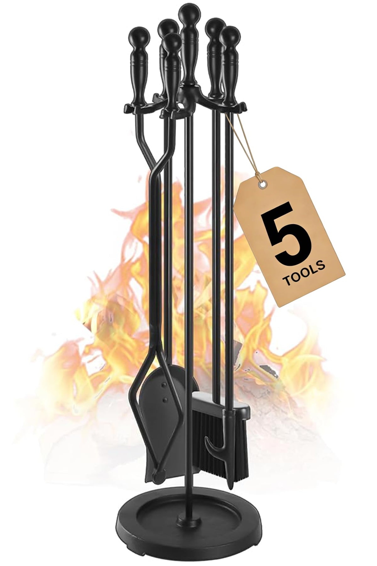 Round-Base Fireplace Tool Set