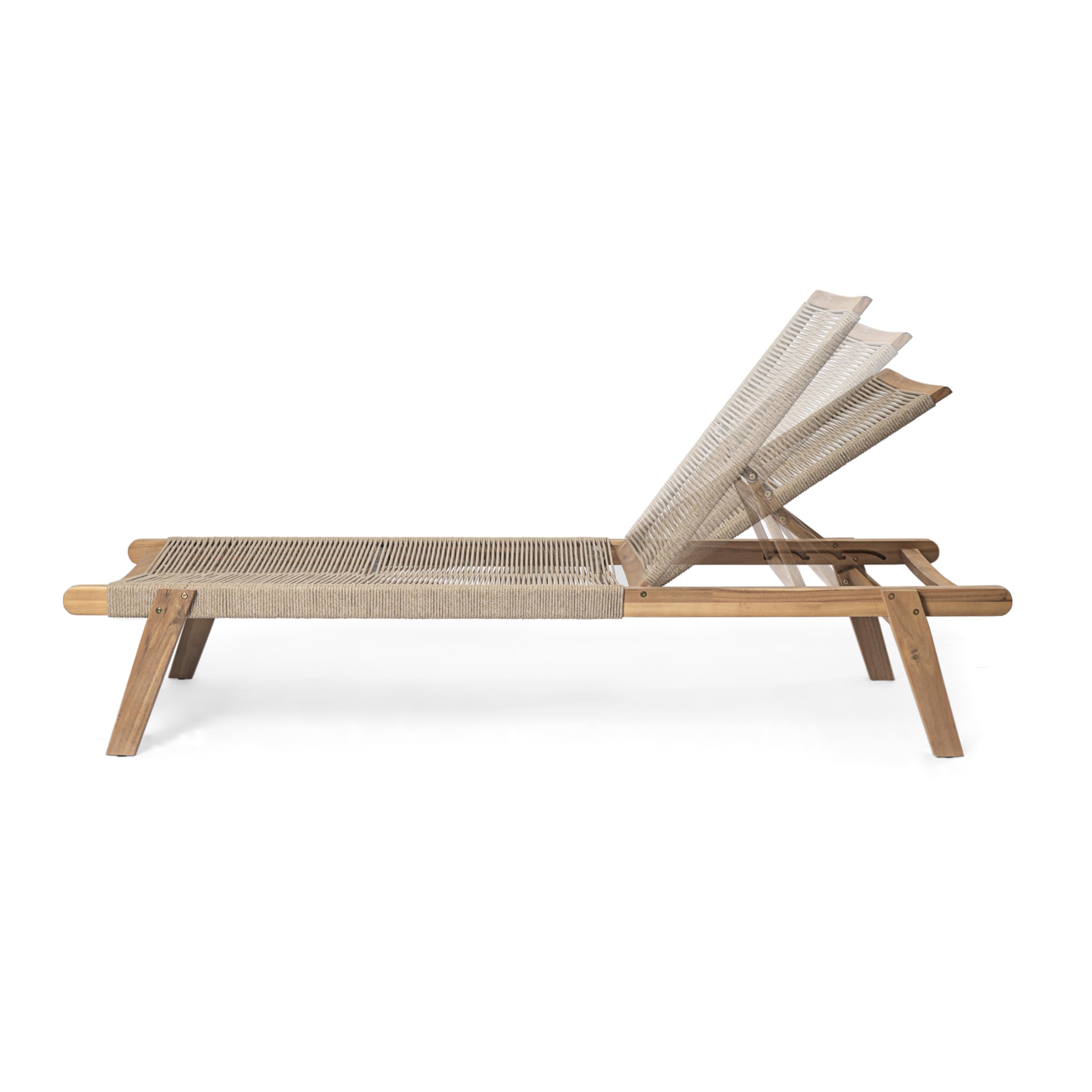 Outdoor Wood Chaise Lounge Set of 2 with Rope Seating