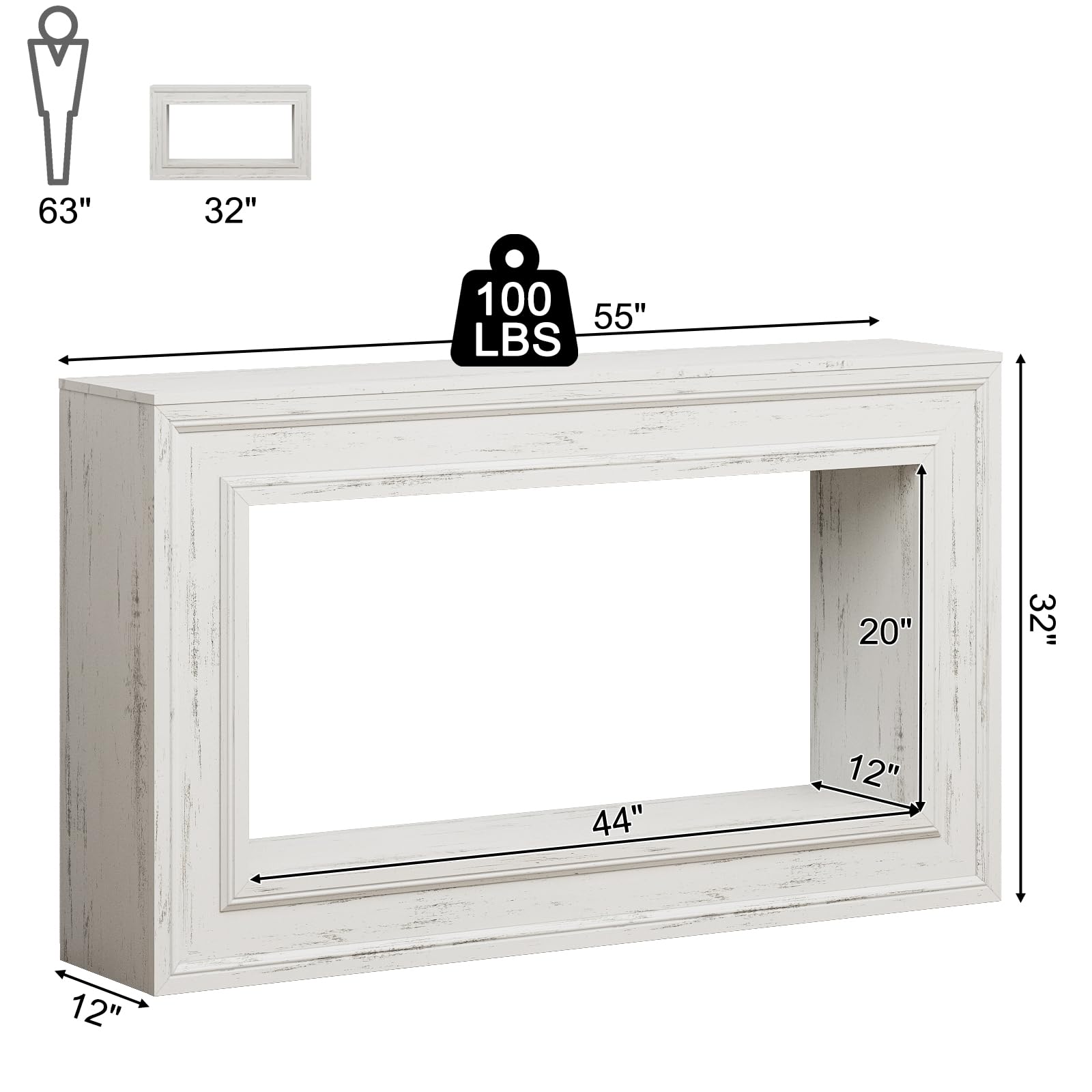 Rresyet 55" Long Console Tables with LED Lights, Narrow Console Tables for Entryway, 2-Tier Table Behind The Sofa, Modern Hallway Accent Table for Living Rooms, Corridors, and Foyers(White)