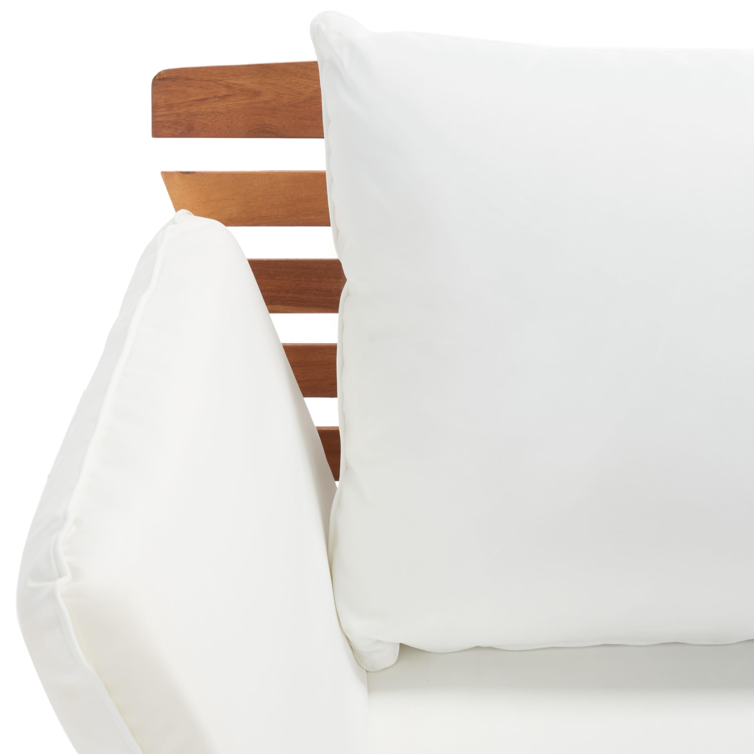 SAFAVIEH Outdoor Collection Emely Natural Acacia Wood/Beige Cushion Expandable Loveseat Daybed
