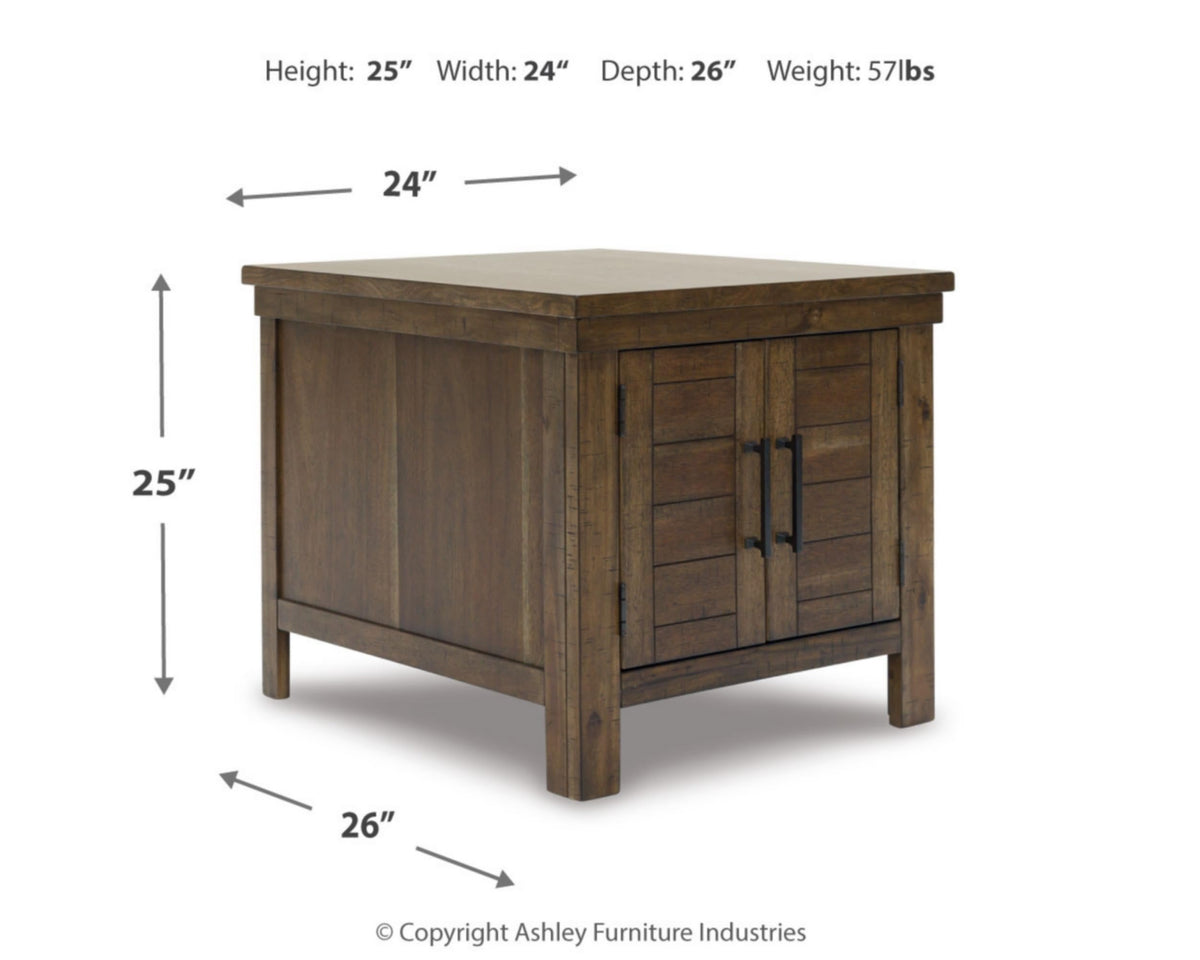 Rustic Wood Storage End Table