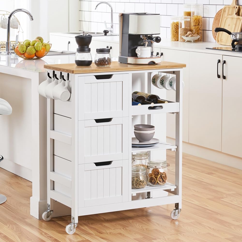 Rolling Kitchen Island Cart with Storage