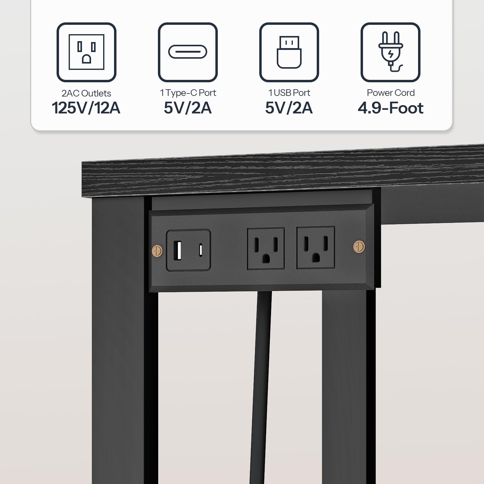 L-Shaped Bar Table with Charging Station