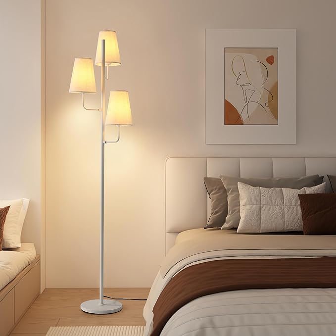 Boho Rattan Floor Lamp 3-Light with Foot Switch