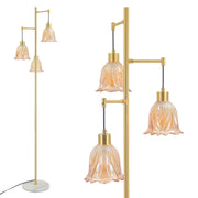 3-Light Glass Flower Floor Lamp