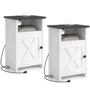 Farmhouse End Table Set of 2 with Charging Station