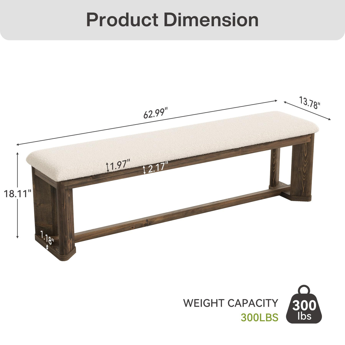 Faux Fur Solid Wood Bench