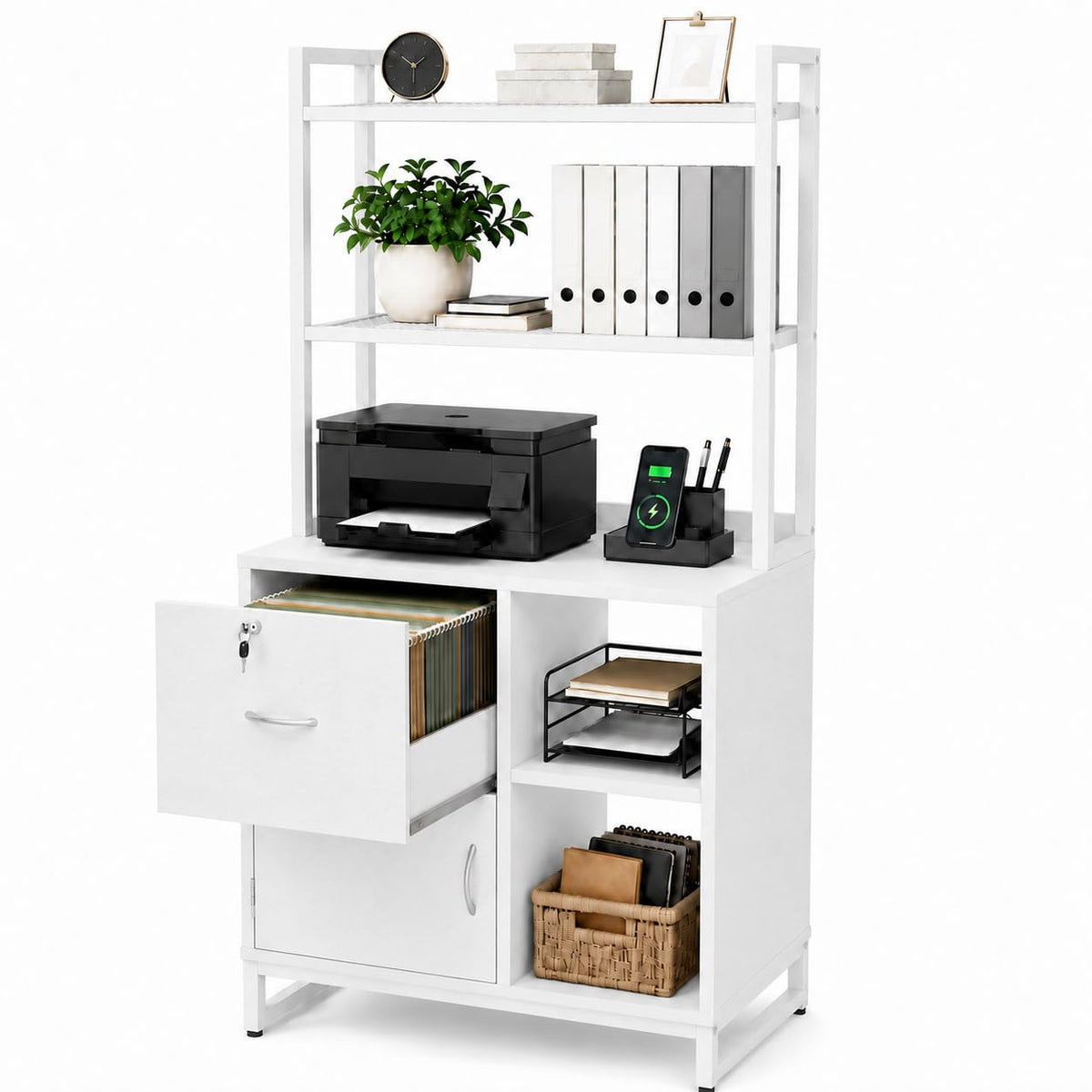 Vertical Filing Cabinet with Bookshelf