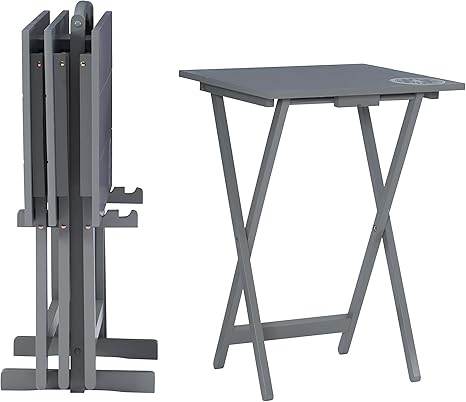 Folding Tray Table Set of 4 with Storage Stand