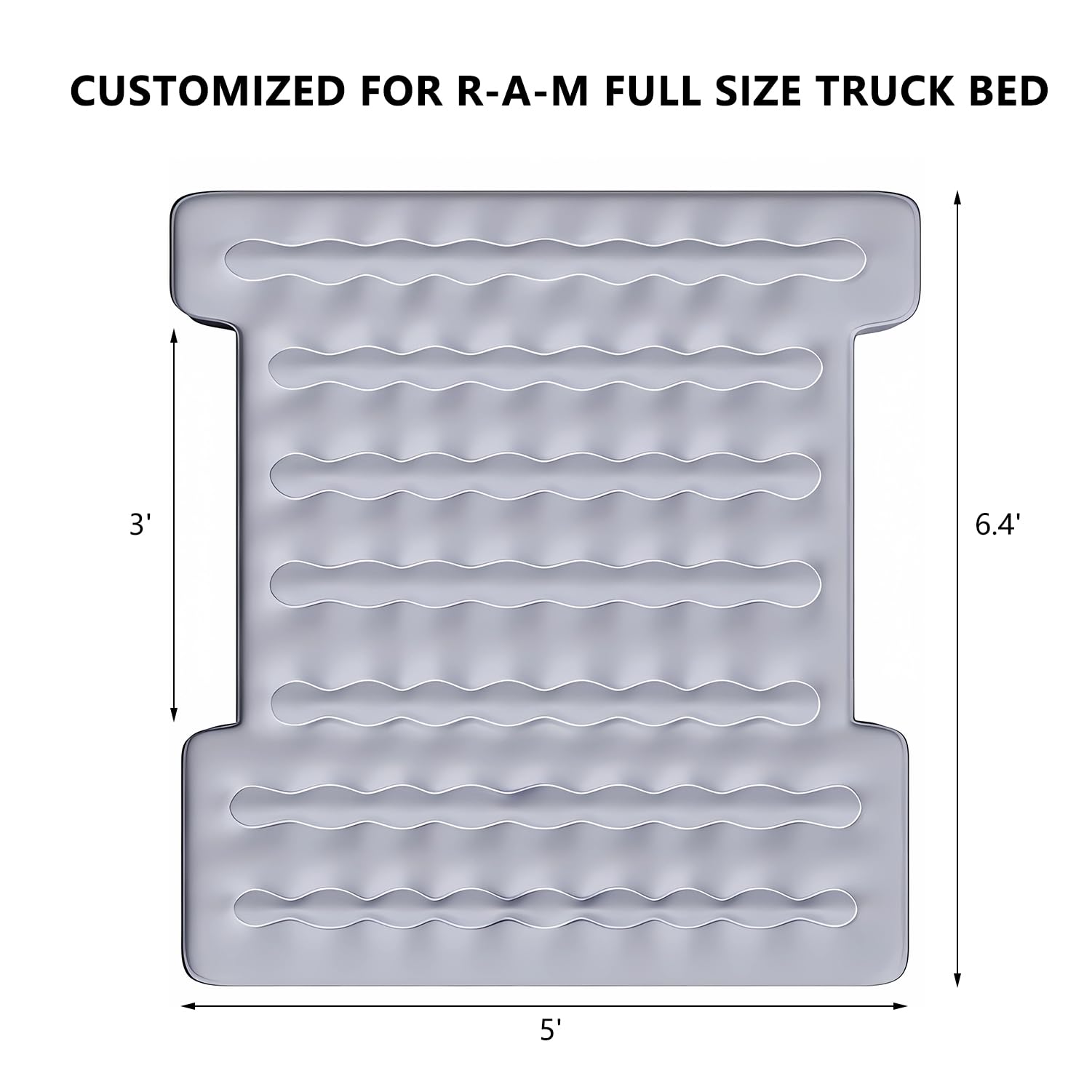 VINBYEE Customized for Ram Truck Bed Mattress 6.4Ft, Self-Inflating Portable Pickup Air Mattress, Ram Truck Camping Mattress with Cordless Air Pump, Ram 1500 2500 3500 Accessories 2025-2018