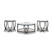 3-Piece Round Glass Coffee Table Set