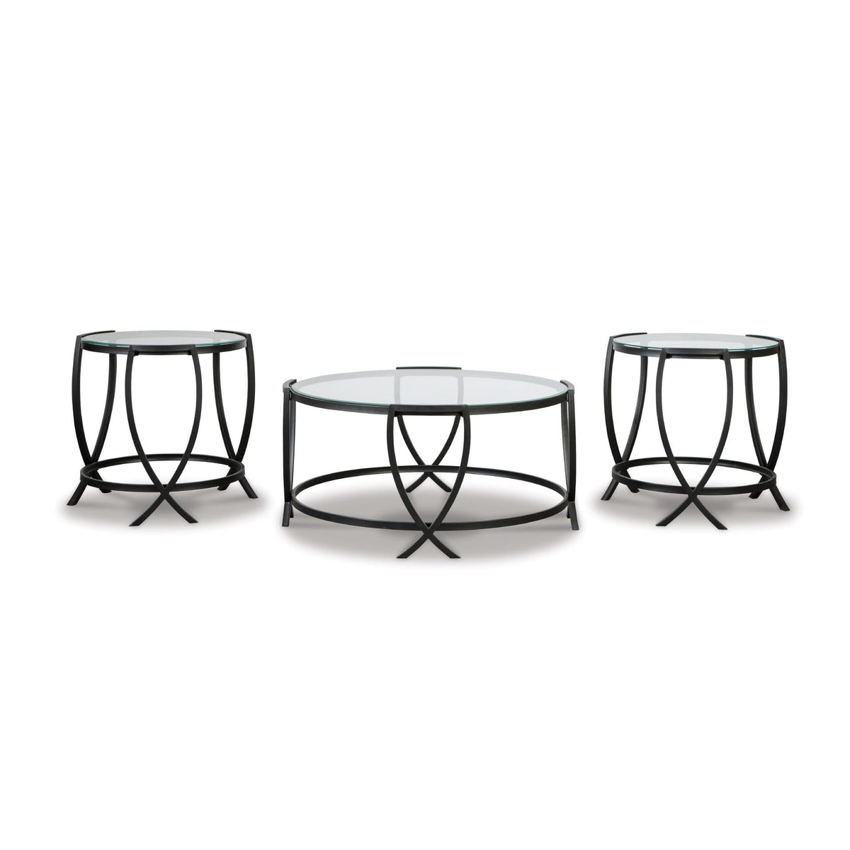 3-Piece Round Glass Coffee Table Set
