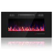 Wall-Mounted Electric Fireplace with Crystal Flame