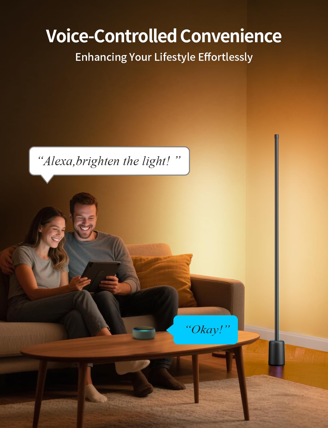 RGB Corner Floor Lamp with Music Sync & Voice Control