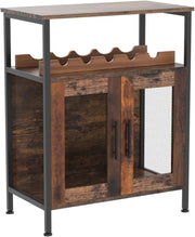 Wine Bar Cabinet with Detachable Wine Rack, Glass Holder & Mesh Door