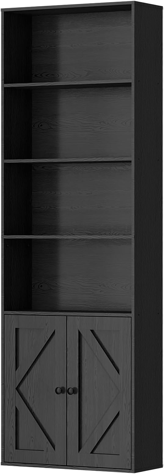 6-Tier Bookshelf with 2 Cabinet Doors