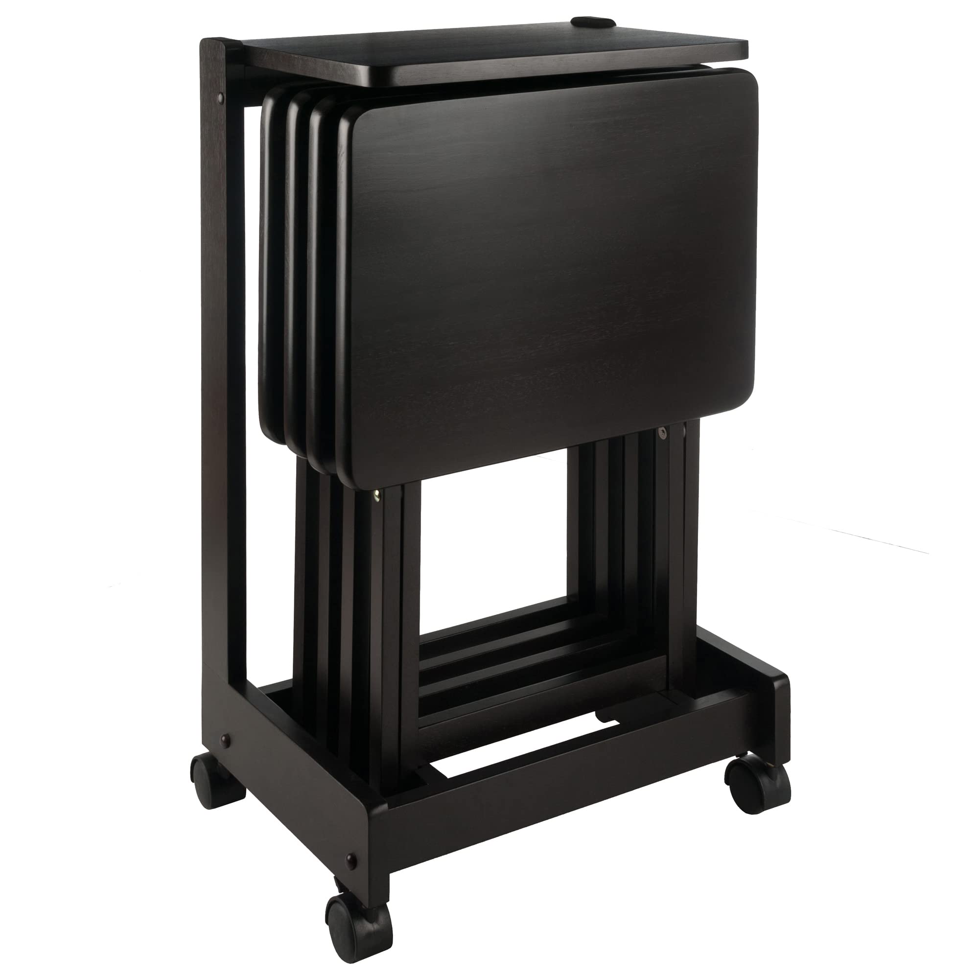 Foldable Snack Table Set with Flip-Top Mobile Stand, Set of 4
