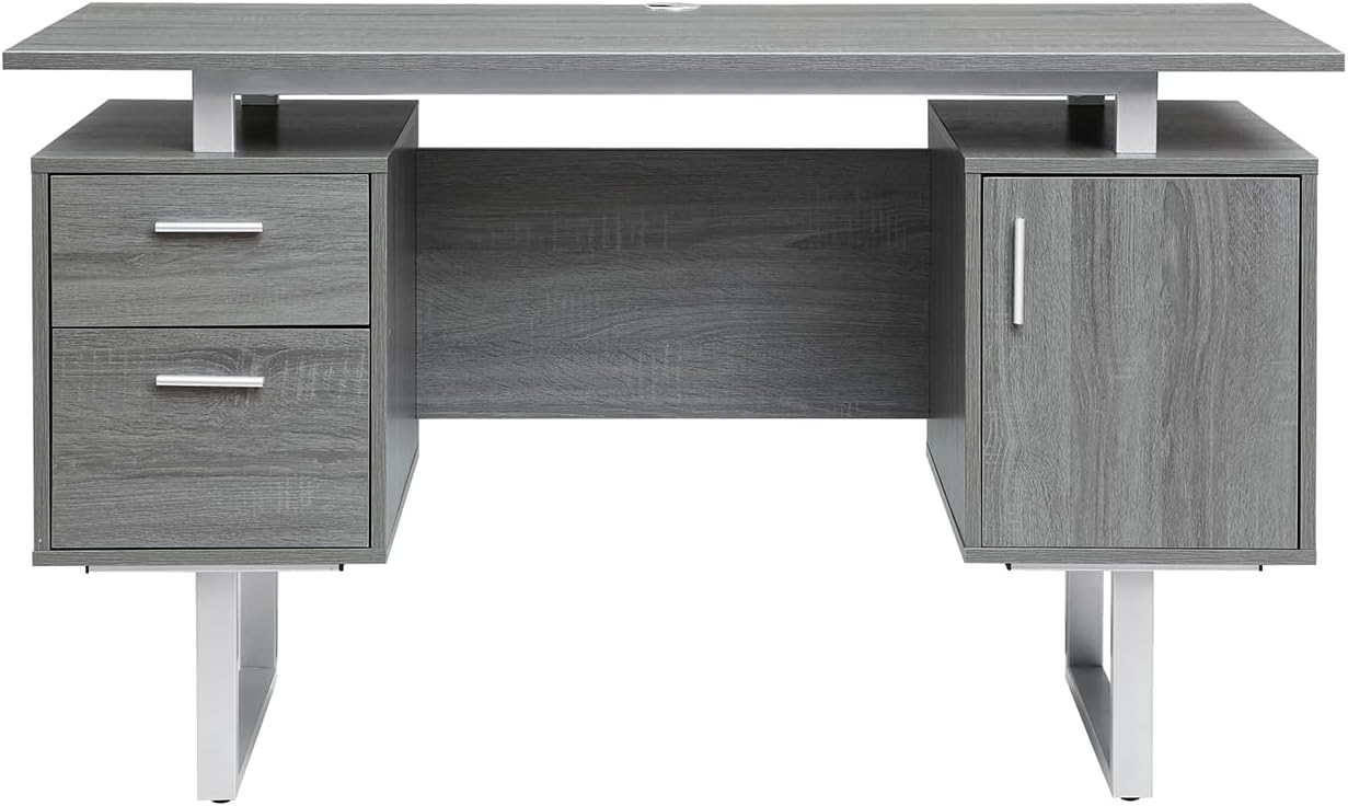 Modern Office Desk with Storage Drawers & File Cabinet
