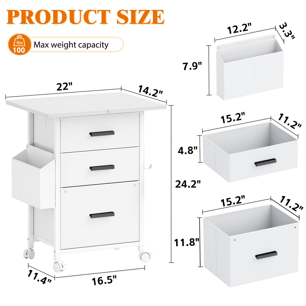 3-Drawer Mobile File Cabinet
