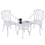 YKSY&YKSY Jardin DE CENTENNAIL 3-Piece Outdoor Bistro Set Cast Aluminum Rust-Resistant Patio Furniture Armchairs Design (White) 1