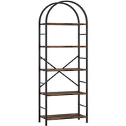 5-Tier Arched Bookshelf with Metal Frame