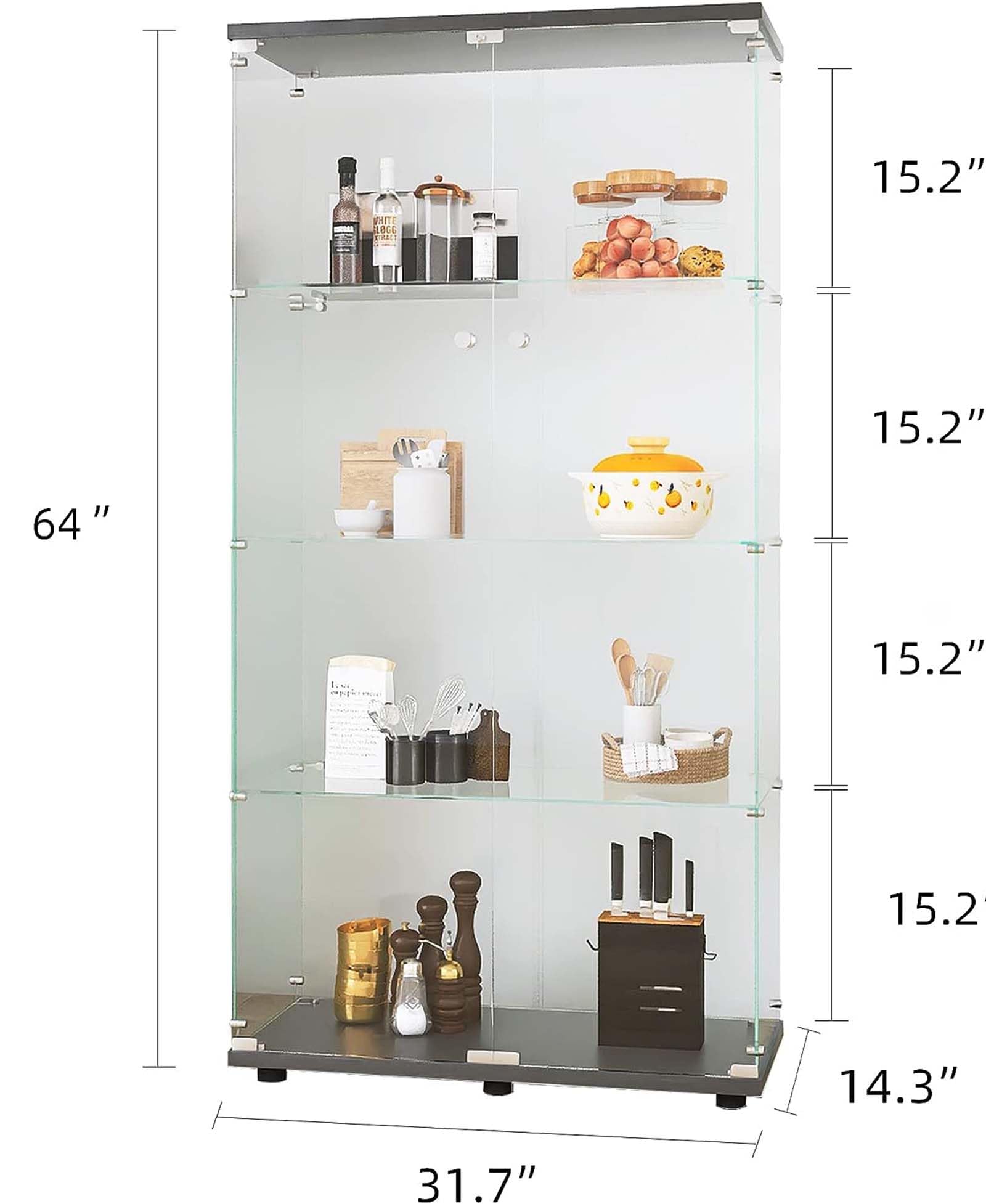 Glass Display Cabinet with Double Door