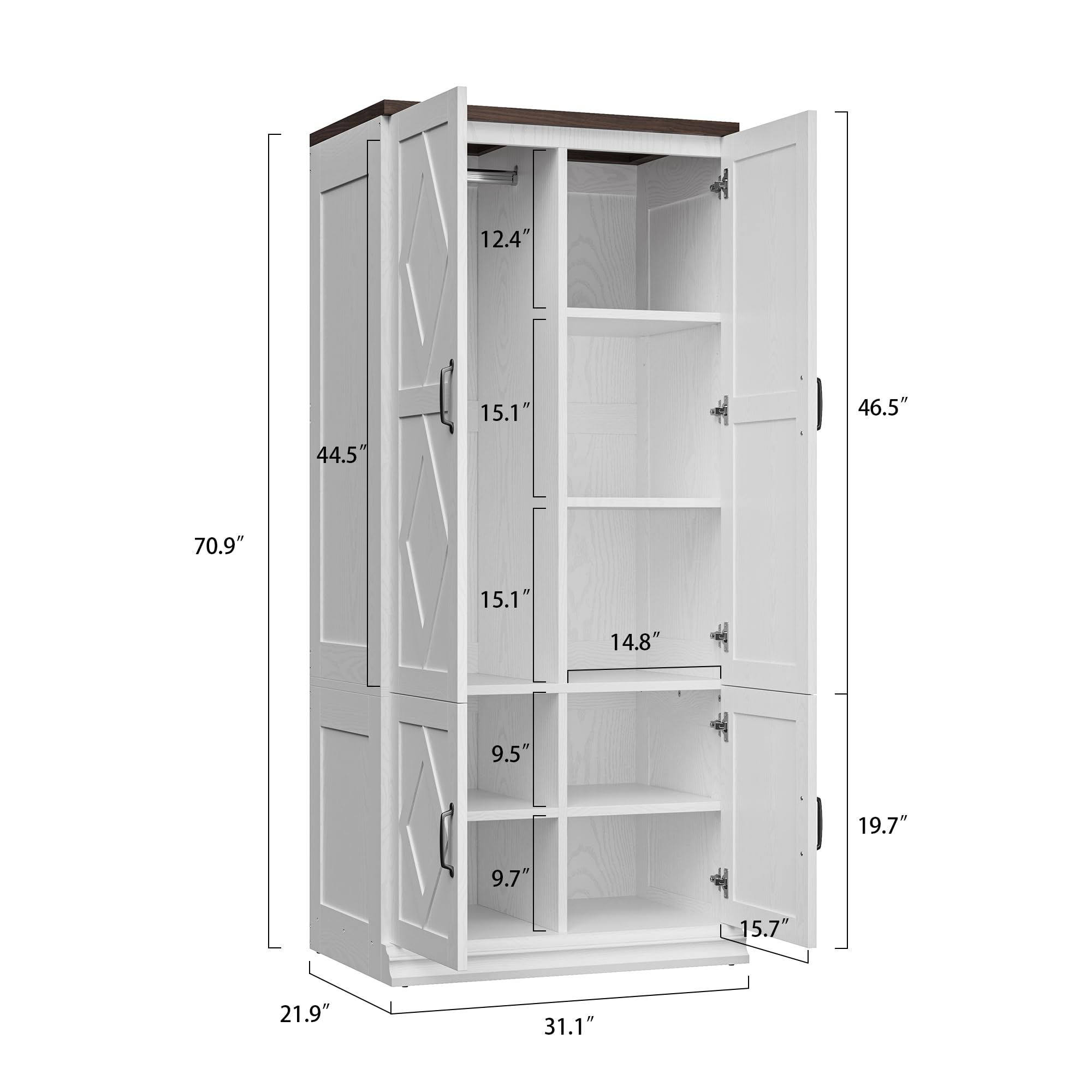 Wardrobe Closet with Doors & 5 Shelves