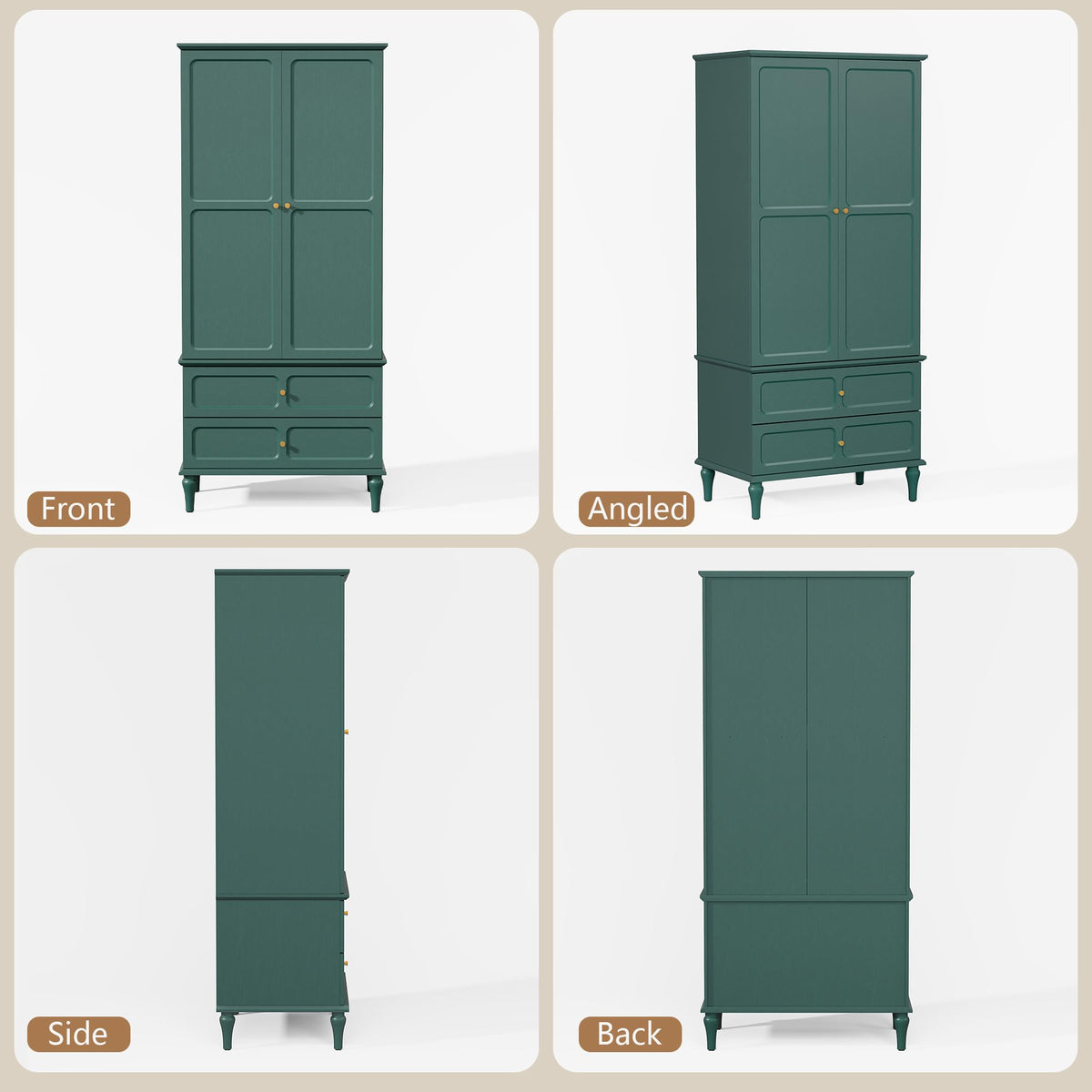 Green Wardrobe with Drawers