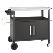 Stainless Steel Outdoor BBQ Grill Cart with Cabinet & 3 Shelves