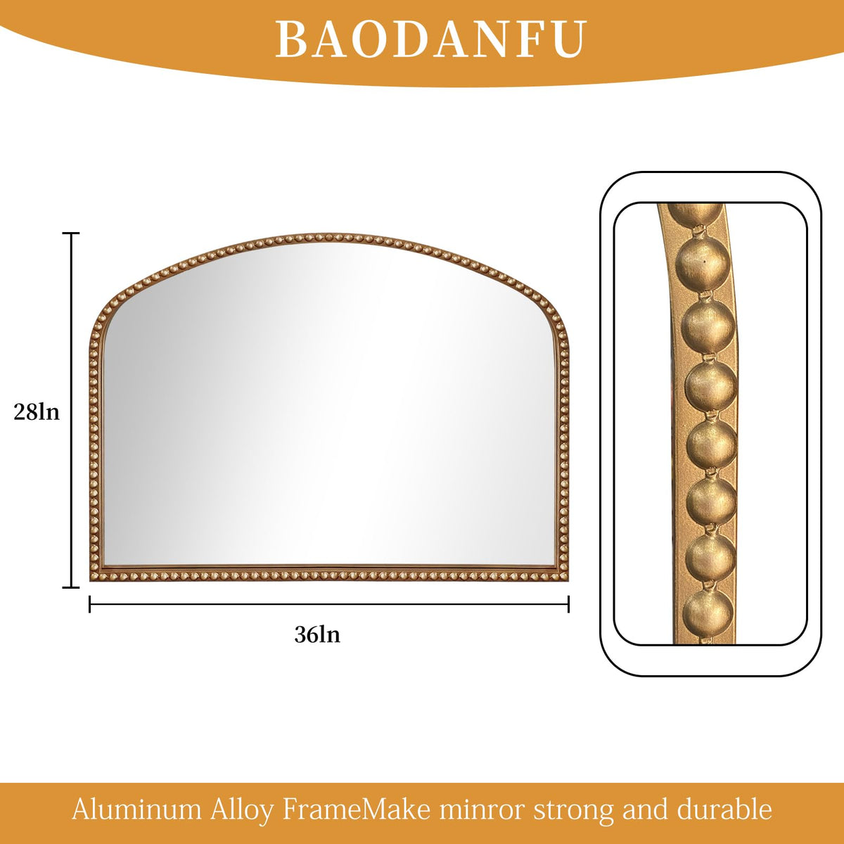 Vintage Gold Arched Wall Mirror