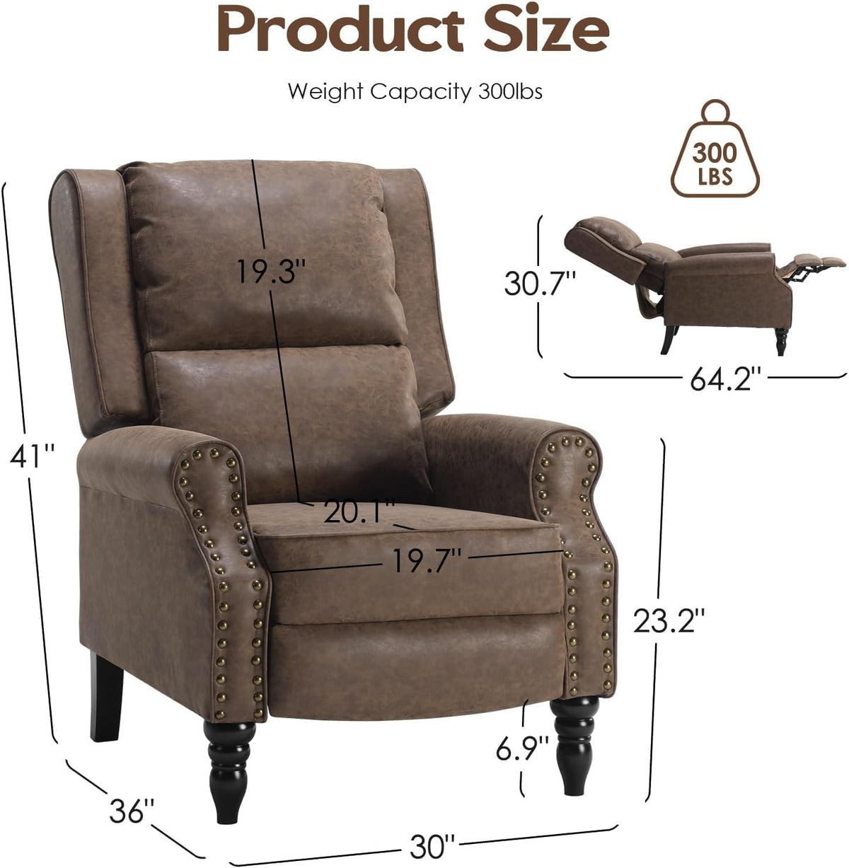 Faux Leather Pushback Recliner