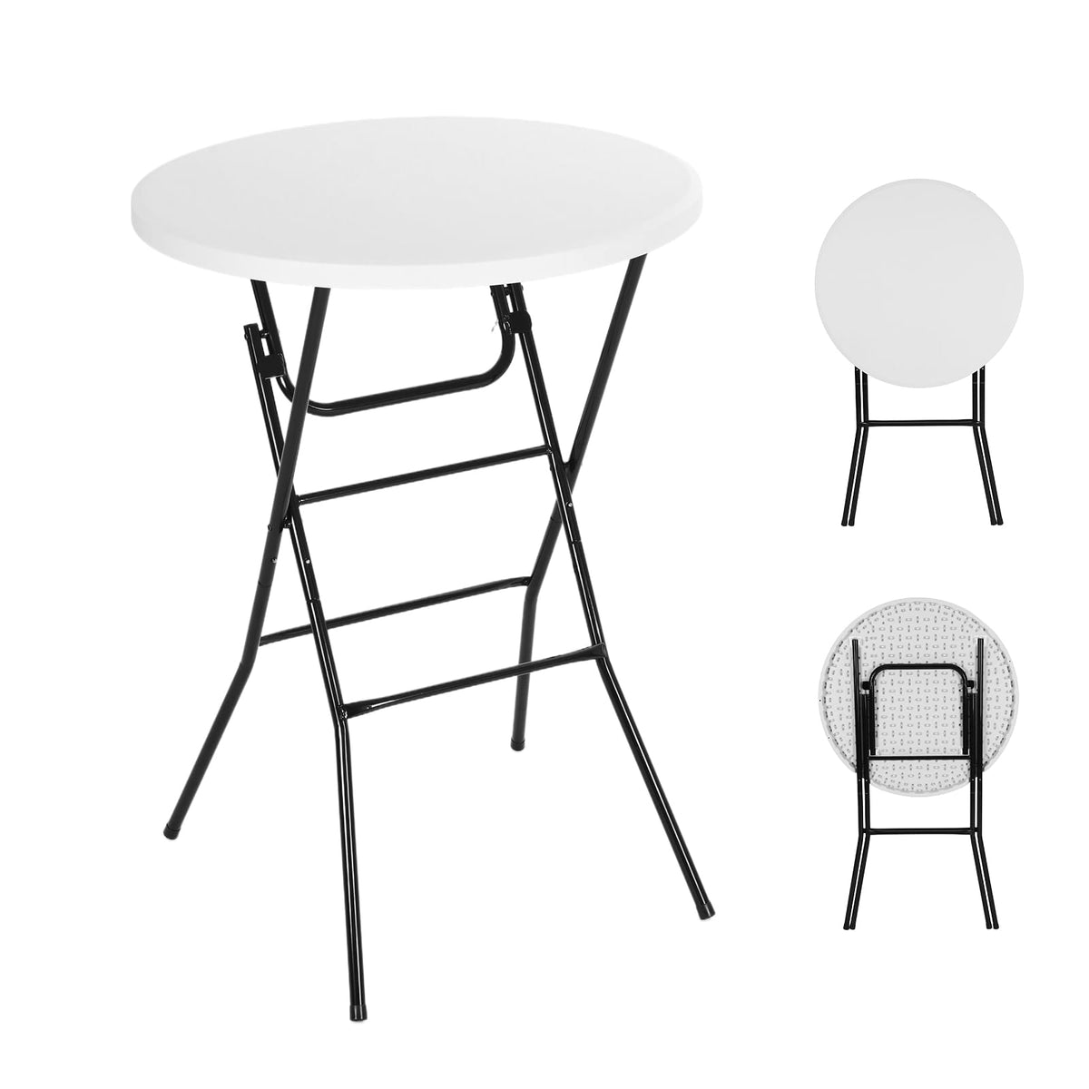 Nice C Plastic High Top Cocktail Table, 31.5" Foldable Bar Table (1P White)