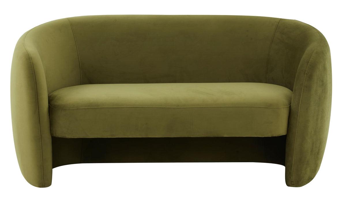 Olive Green Velvet Curved Loveseat