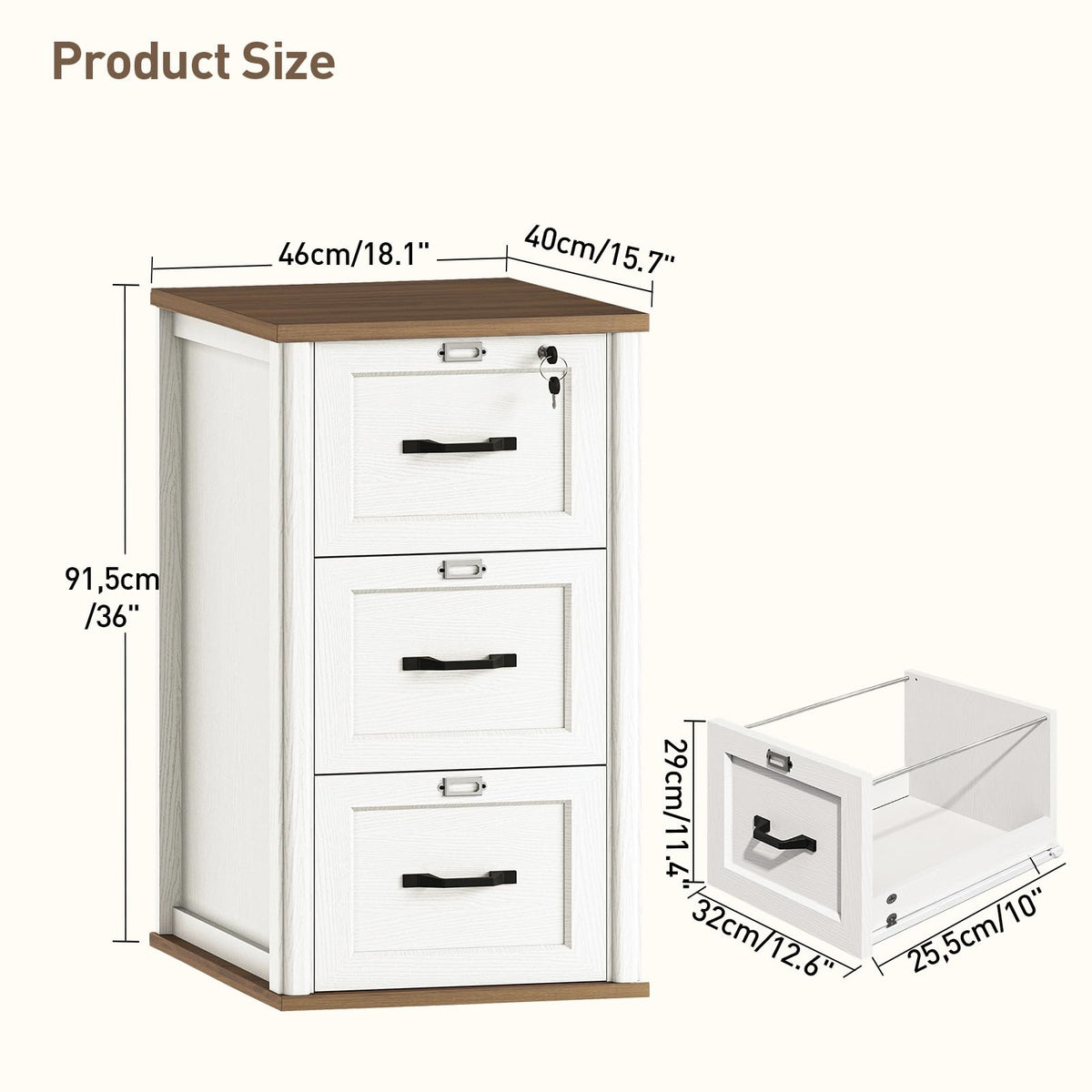 3-Drawer Locking File Cabinet