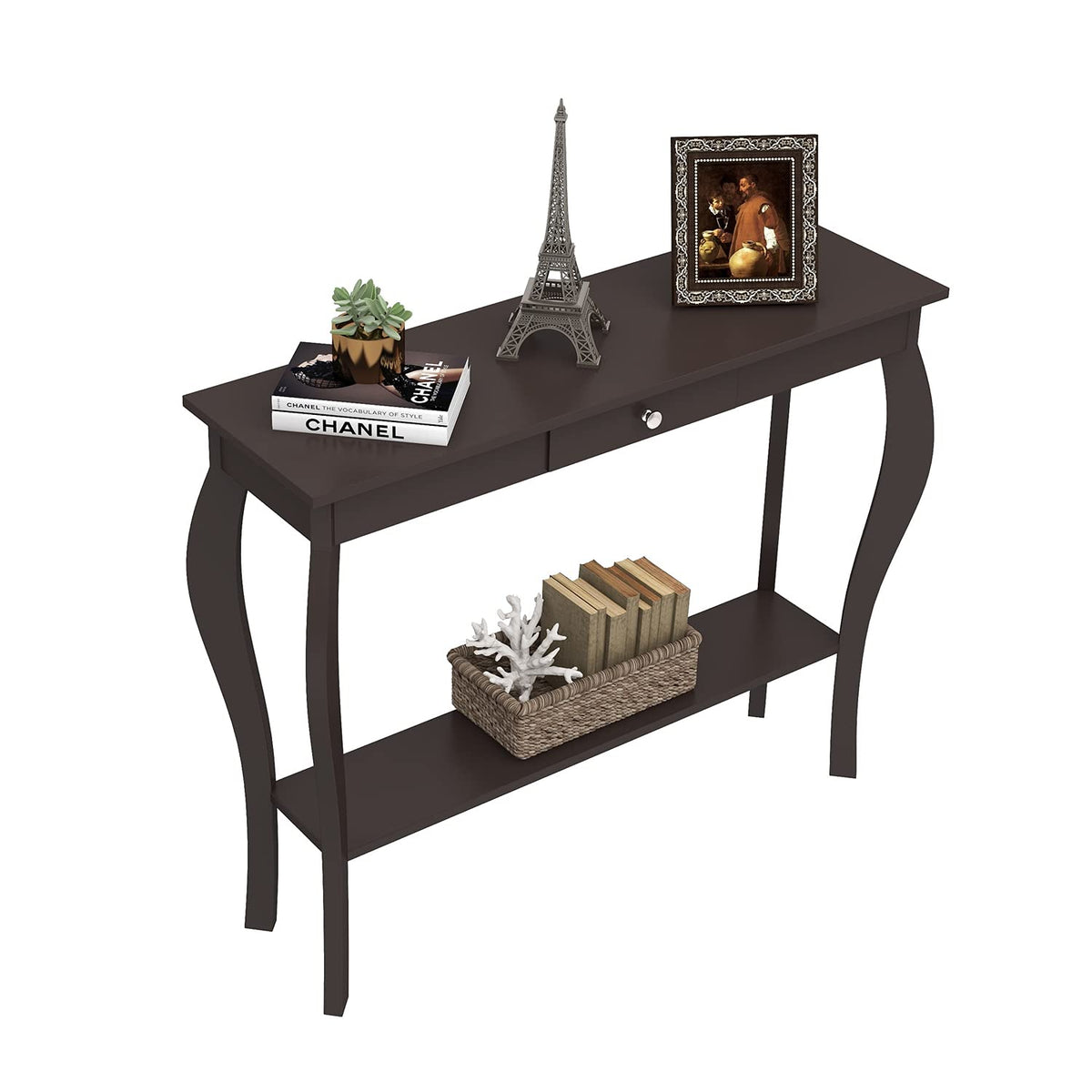 39" Narrow Console Table with Drawer, Espresso