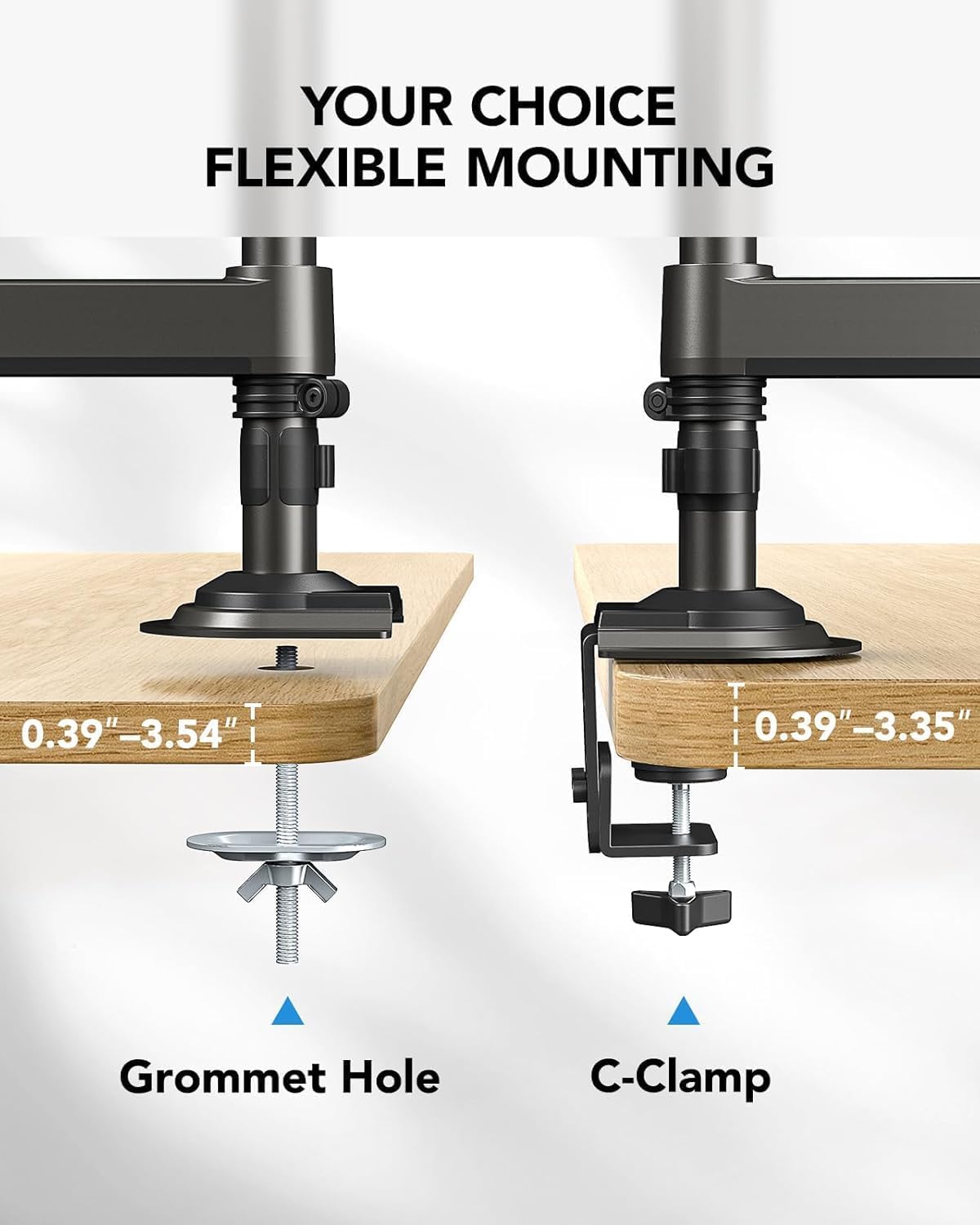 HUANUO 17-32 Inch Dual Monitor Stand, Stacked Monitor Mount, Monitor Arms for 2 Monitors, Ergonomic Adjustable Tilt/Swivel/Rotate, Weight Max 19.8 lbs, VESA 75/100mm