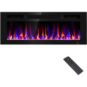 Wall-Mount Recessed Electric Fireplace with Adjustable Flame & Heater