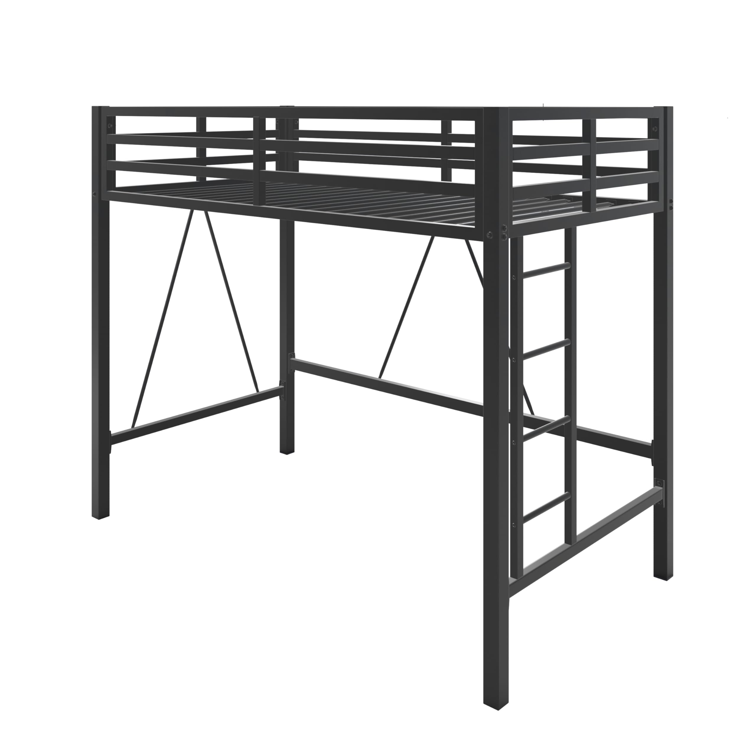 Twin Metal Loft Bed with Guardrail