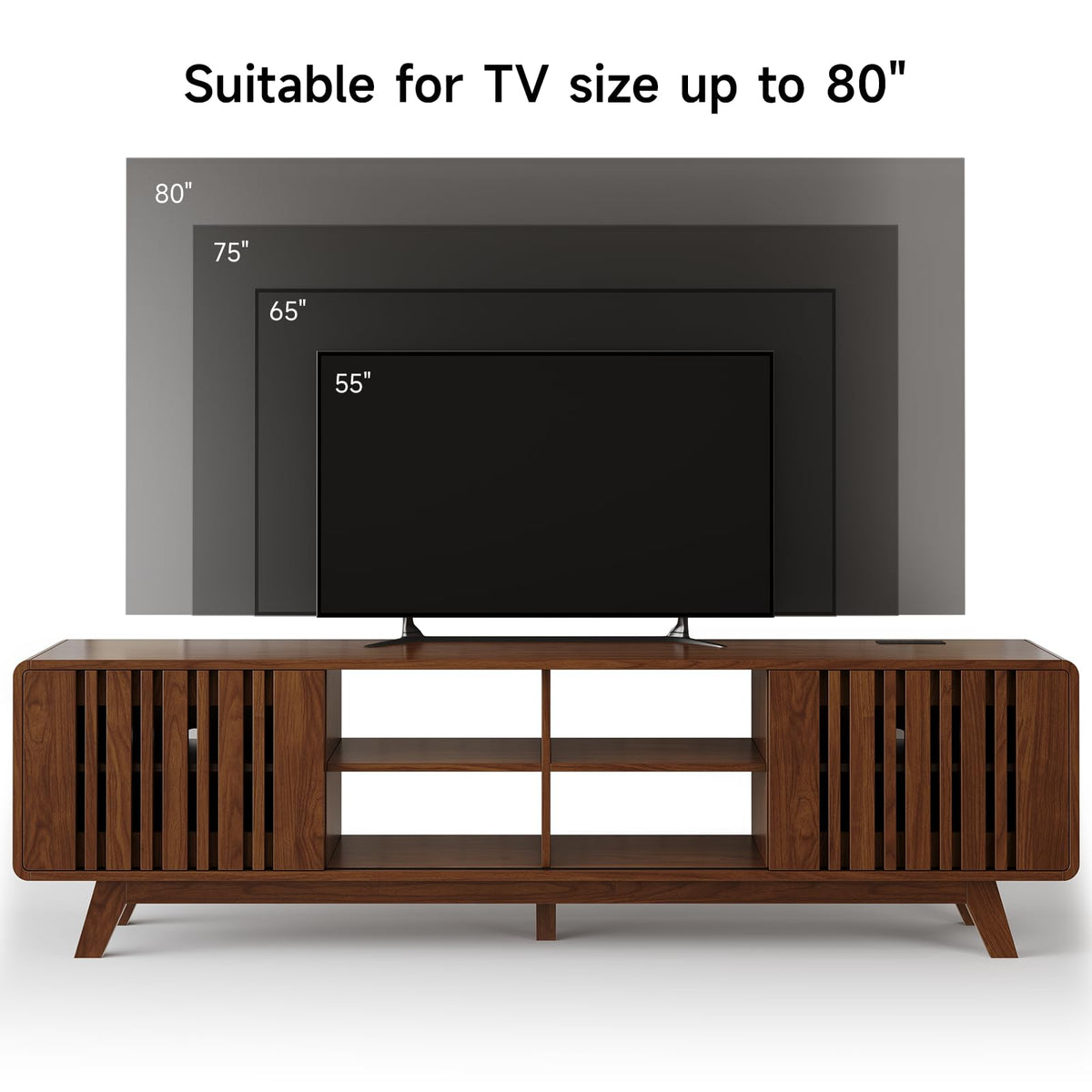 ONBRILL 70" TV Stand for TV Up to 85", Mid-Century Modern Television Stand