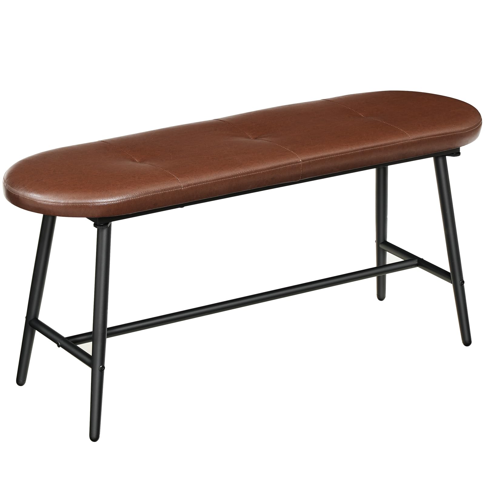 HOOBRO Dining Bench, Upholstered Kitchen Table Bench, Dining Room Bench with PU Leather Padded Seat, Steel Frame, Easy to Assemble, for Kitchen, Dining Room, Bedroom, Brown and Black CB100CD01G1