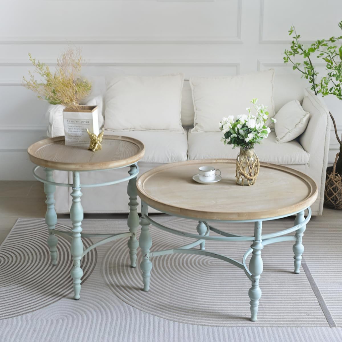 Round Wood End Table