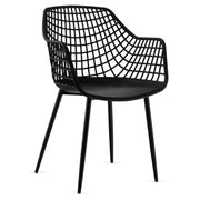 Giantex Modern Dining Chairs Set of 4 - Black Arm Chair with 15" High Backrest, Powder-Coated Metal Legs, Anti-Slip Foot Pads, Max Load 265 lbs, Kitchen Dining Room