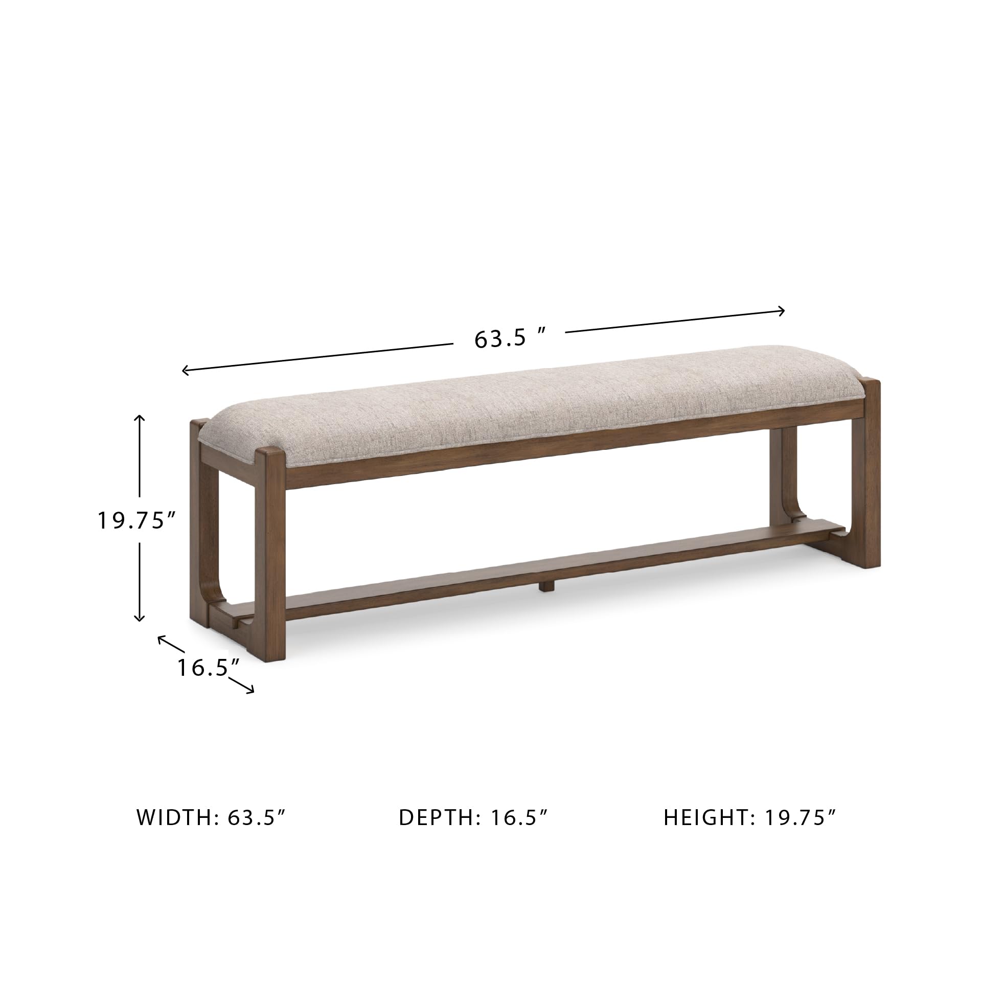 Farmhouse Upholstered Dining Bench with Foam Cushion & Hardwood Frame
