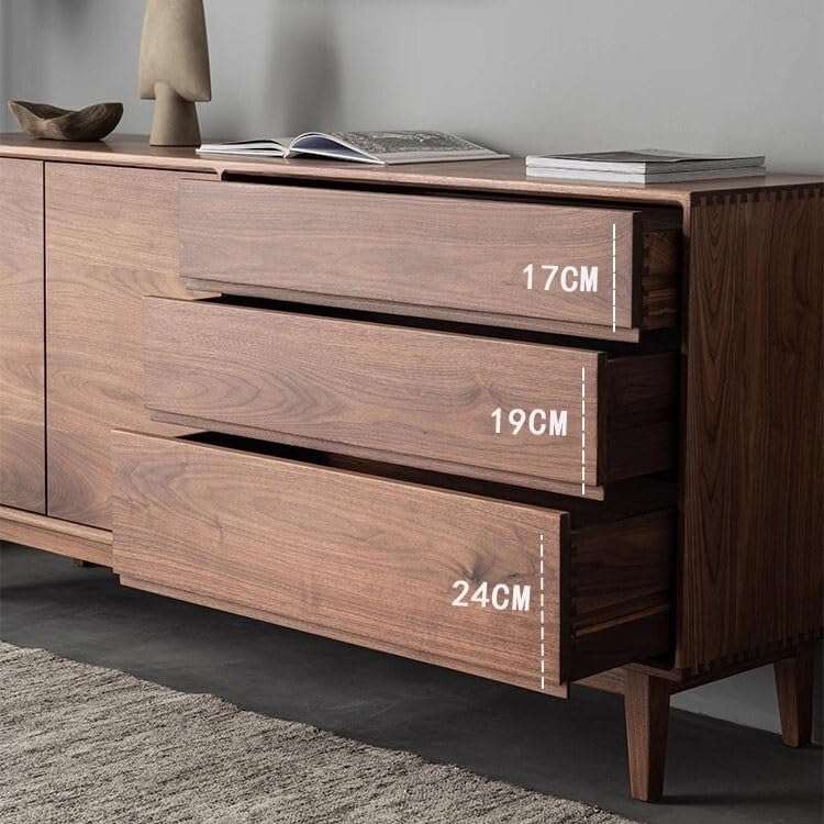 HEAIQI Sideboard Kitchen Cupboard Black Walnut Solid Wood Simple Japanese Style Living Room Entrance Decoration Wabi-sabi Bedroom Storage Furniture Cupboard Bar Cabinet